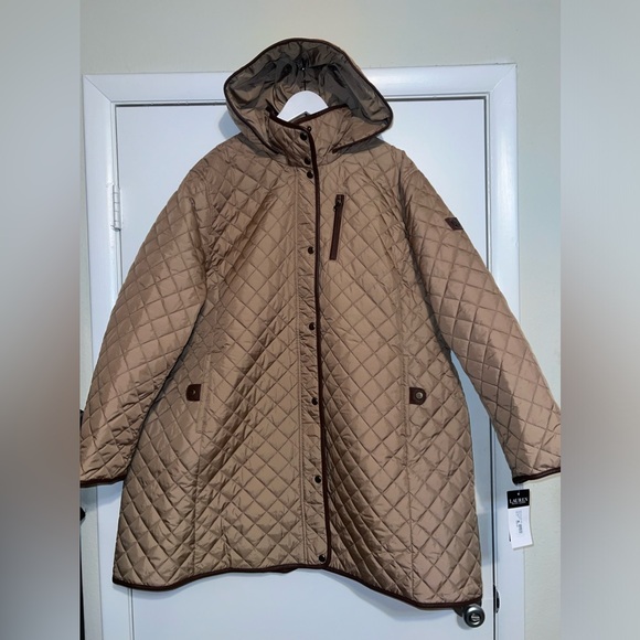 Ralph Lauren Jackets & Blazers - $290 NWT Lauren Ralph Lauren Women's Camel Brown Hooded Quilted Coat Plus Sz 3X